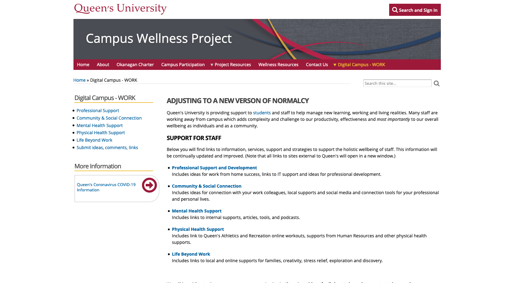 Queen's Campus Wellness Project