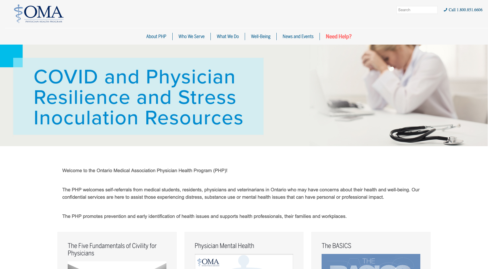 Ontario Medical Association Physician Health Program (PHP)